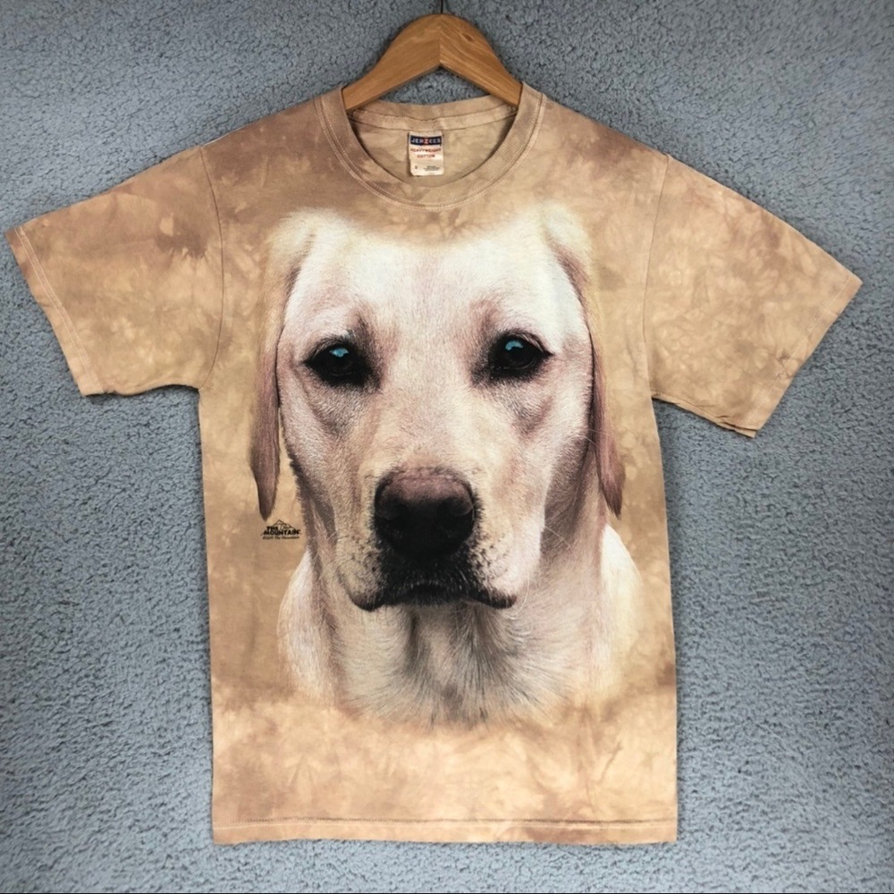 The Mountain Yellow Lab Dog Big Face Tie Dye T-Shirt Tan Jerzees Small 2011